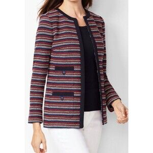 Talbots Cotton Blend Red White & Blue Striped Blazer Jacket 2XL Career Patriotic